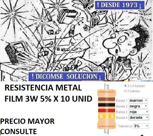 Resistencia Metal Film 3w 5%  33 Ohm 33 Ohm X 10 Unid 0
