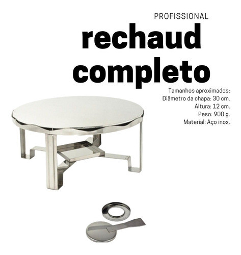 Rechaud De Chapa Redondo Inox 30 Cm Ref 244 Completo 1