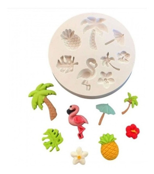 Molde De Silicone Tropical Itens Da Praia 0