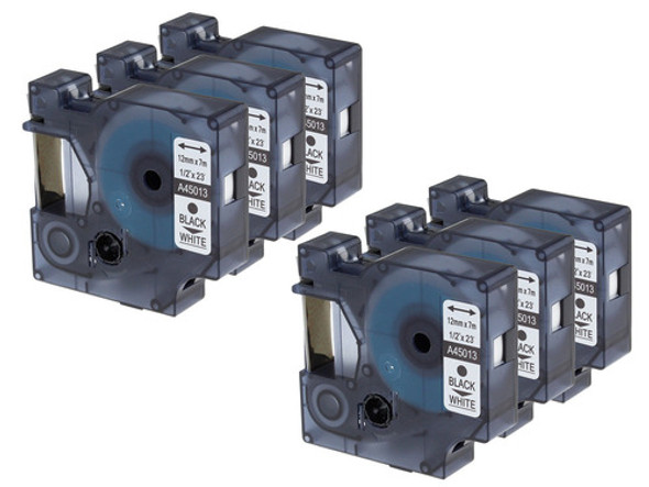 Pack 6 Compatible Negro Sobre Blanco Dymo D1 45013 Labelmana 0
