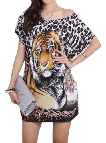 Cinyifaan Mujer Moda Cuello Redondo Manga Corta Estampado De 0