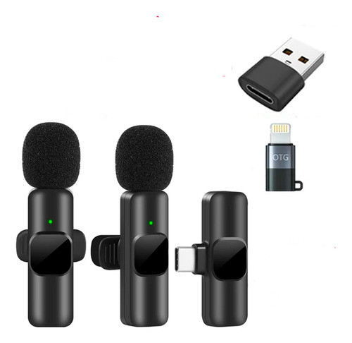 Lapela Sem Fio Duplo Usb C + Adaptador Lightning E Usb 0