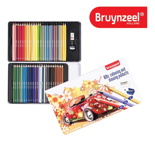 60 Lápices Bruynzeel Profesionales Holanda Set Estuche Metal 0