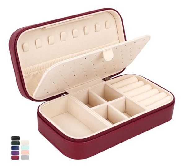 Estuche Para Joyeria Portatil De Piel Sintetica - Rojo 0