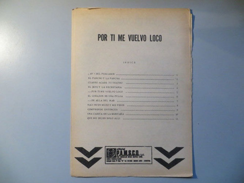 Por Ti Me Vuelvo Loco 11 Partituras Pamsco 0