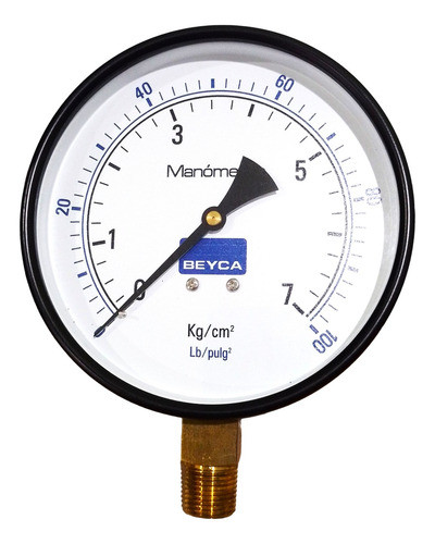 Manómetro Beyca 0-7 Kg/cm2 Mm6-38 150mm Rosca 1/2   Npt 0