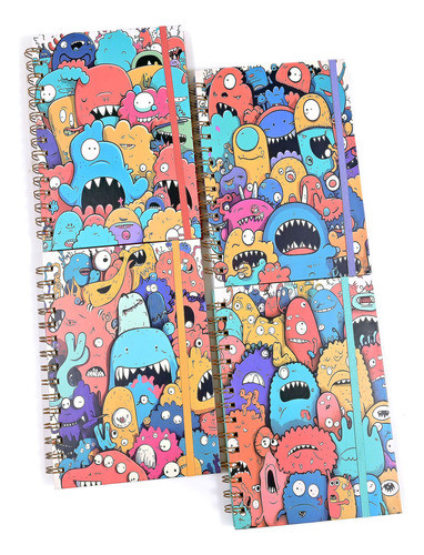 Libreta A5 Tapa Dura Monstruo Elastico Rojo-goldin Papeleria 0