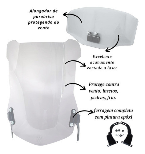 Bolha Para-brisa + Defletor Para Moto Lander - Cristal 1