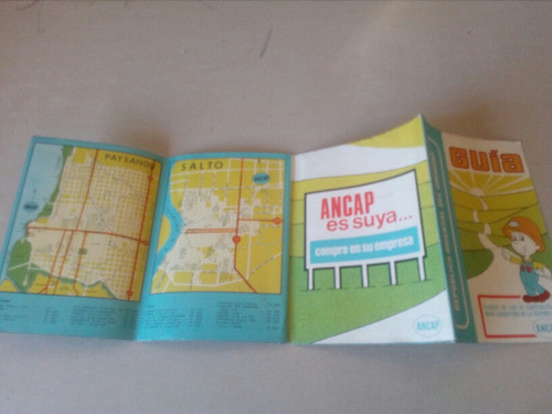 Antiguo Mapa Rutero Uruguay Ancap Deco Coleccion 0