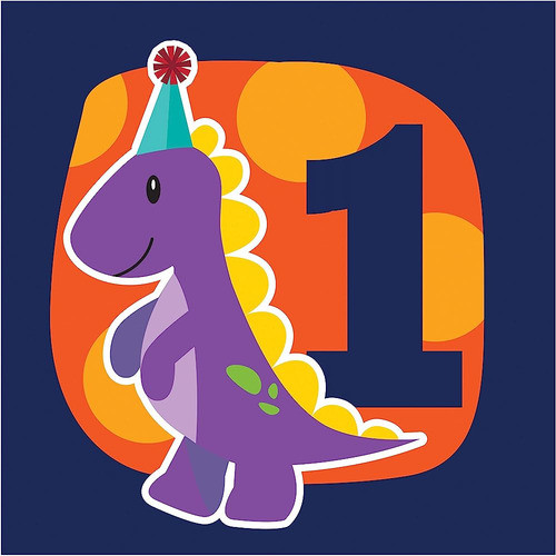 Conversión Creativa 16 Count 3-ply Little Dino 1st Birthday 0