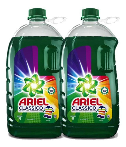 Kit Com 2 Lava Roupas Líquido Ariel Clássico 3l 0