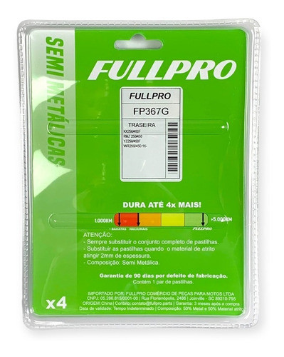 Pastilha Freio Traseira Fullpro Yz 250/450f 2008-2022 1