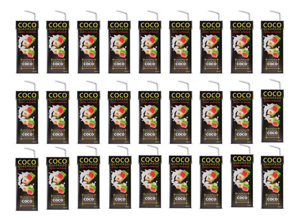 Caixa Com 27 Agua De Coco Sabor Melancia Coco Quadrado 200ml 0