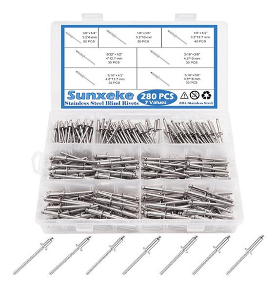 280 Remaches Pop De Aluminio Surtidos 7 Medidas 0