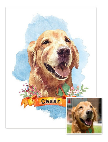 Ilustracion Retratos De Mascotas Efecto Acuarela Digital 0