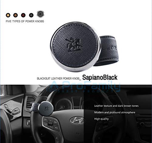 Bocha Pomo Gira Volante De Cuero Auto Universal - Negro Mate 1