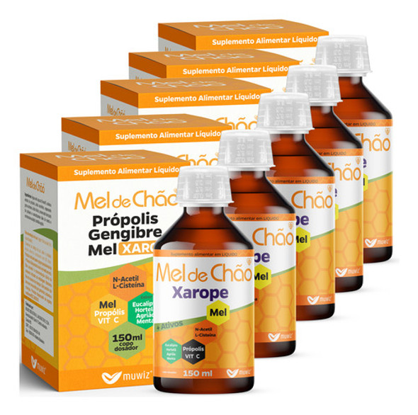 Kit 5 Mel De Chão Propolis Gengibre E Mel 60ml - Muwiz 0