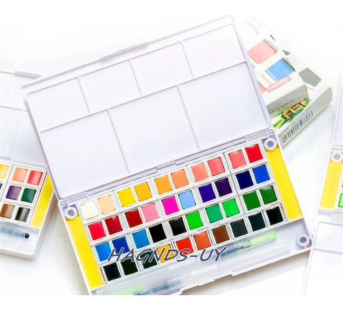 Set De 48 Acuarelas Premium Con 2 Pincel Y Paleta 0