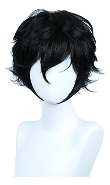 Linfairy Corto Negro Capas Peluca De Cosplay Disfraz De Hall 0