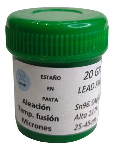 Estaño En Pasta Para Soldadura 217° 20g Color Verde 0