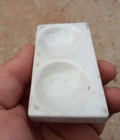 Antigua Placa 2 Posillos Porcelana Esmaltada P/laboratorio 1