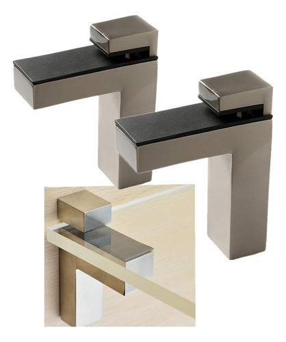 2 Juego De Soporte De Soporte De Estante De Madera / Vidrio 0