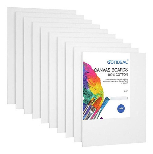 Gotideal Juego De 10 Tablas De Lienzo, 8 X 10 Pulgadas, Lie. 0
