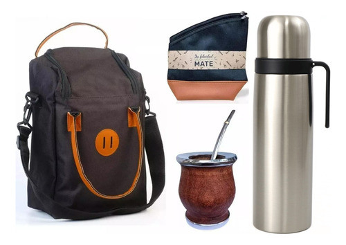 Equipo De Termo Mate Bombilla Yerbera Mochila Set Kit Matero 0