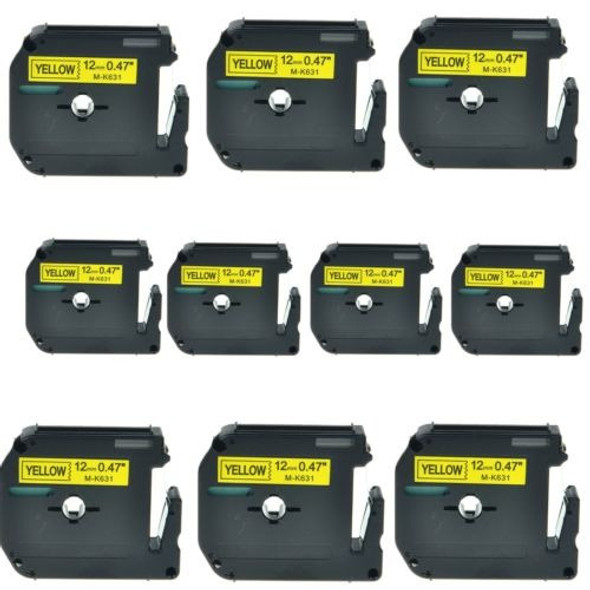 10pk Mk631 Mk-631 Negro Sobre Amarillo Etiqueta Cinta Para B 0