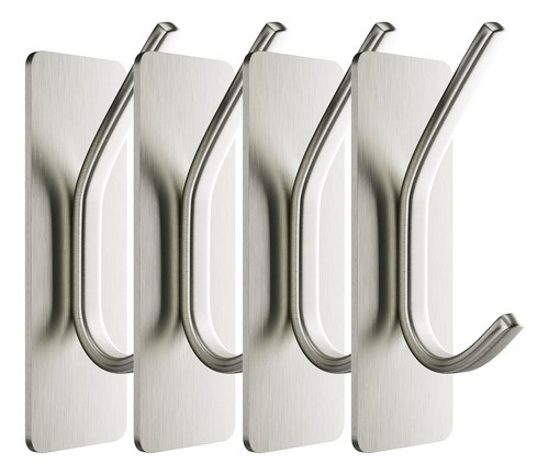 4 Percheros Autoadhesivos Gluit Plata 0