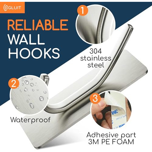 4 Percheros Autoadhesivos Gluit Plata 1