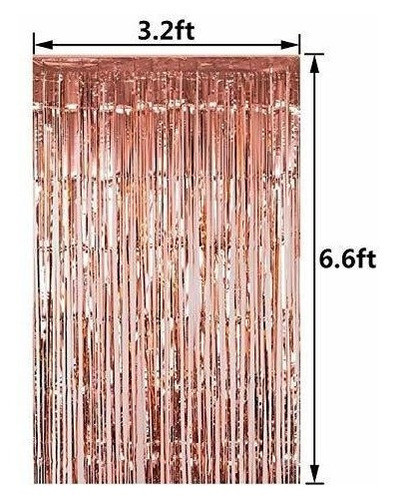 Fecedy 3pcs 3.2ft X 6.6ft Oro Rosa Metalizado Oropel Cortina 1