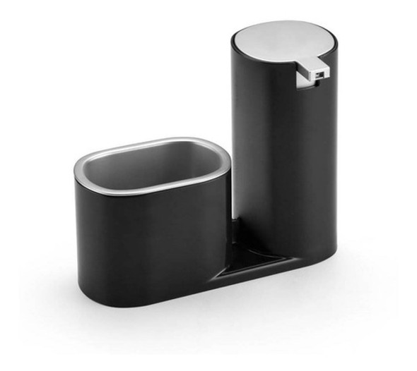 Dispenser Porta Detergente E Bucha Conceito Preto E Cromado 0