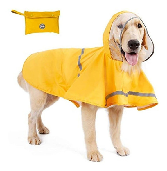 Impermeable Reflectante Para Perro Con Capucha Y Orificio Pa 0