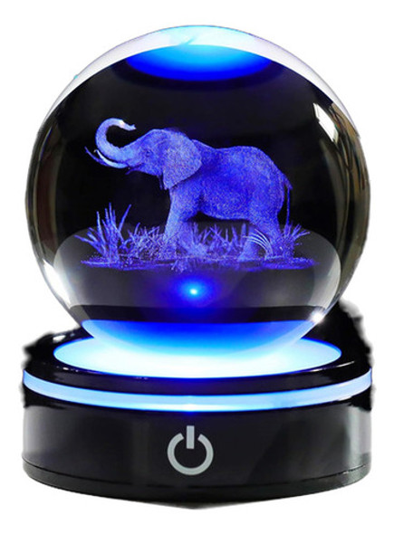 Figurita De Elefante En Esfera Con Base Iluminada, 8cm 0