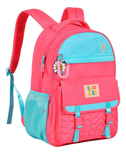 Mochila Luluca Costas Lulike Juvenil Meninas Escolar Rosa 0