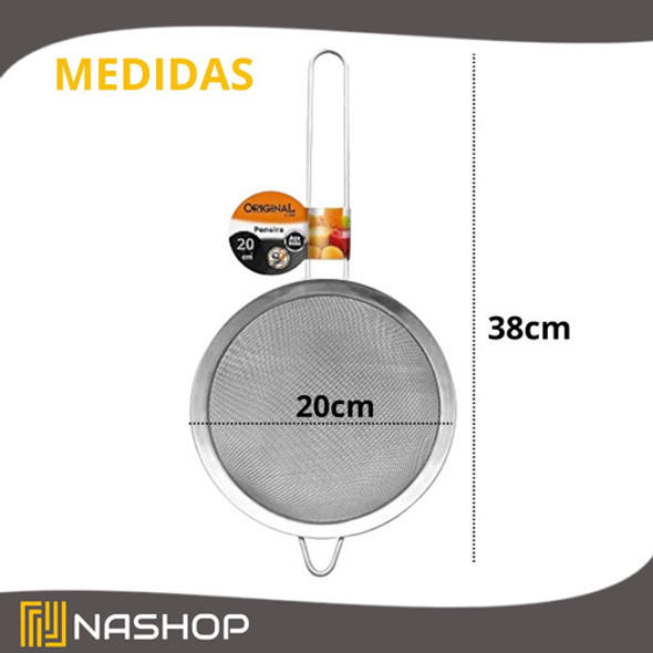 2 Peneiras Em Metal Inox De 20x38 Cm Para Cozinha Multiuso 1