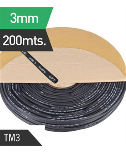 Tubo Spaguetti Termocontraible Negro 03mm X 200 Mts 1