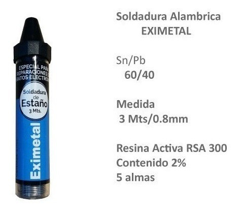 Tubo 3 Metros De Estaño 60/40 0.8mm Uso Electronica Itytarg 1