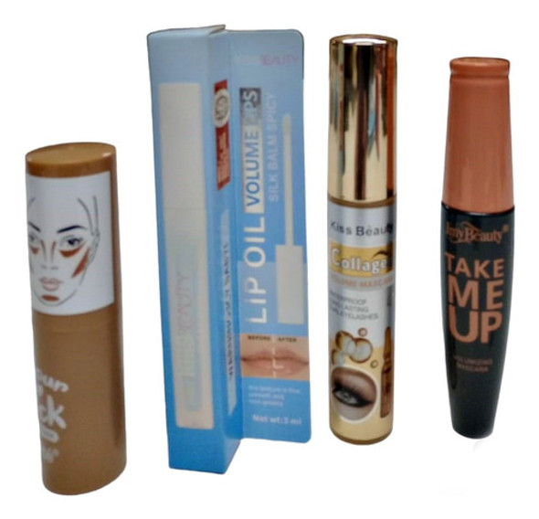 Kit De Maquillaje: Labiales, Máscaras Y Esponjita 5 Piezas 0