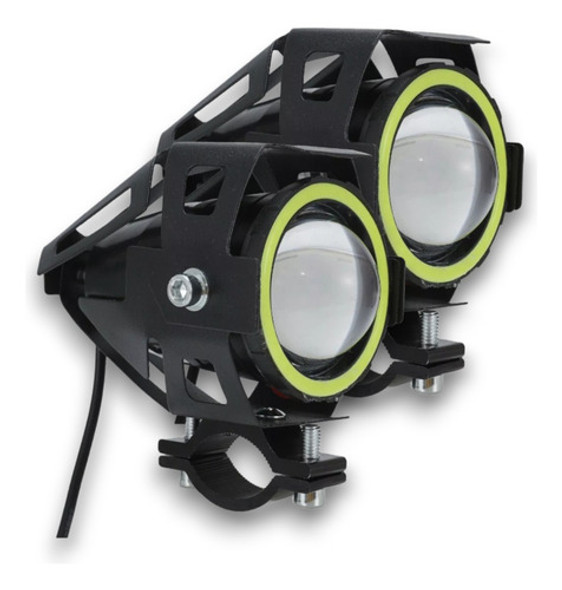 Par Faros U7 Proyector Lupa Cree Led Moto Ojo Angel A-vip 0