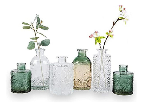 Juego De 6 Jarrones De Vidrio Wildmos, Jarrones De Flores Pe 0