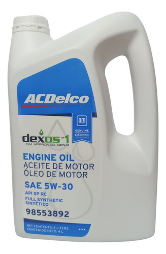 Bidon 4l Aceite Sintetico 5w30 Dexos 1 Gen 3 3c Acdelco 0