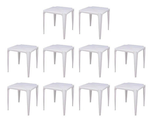 Combo 10 Mesas De Plástico 70 Cm Monobloco Branca Mor 0