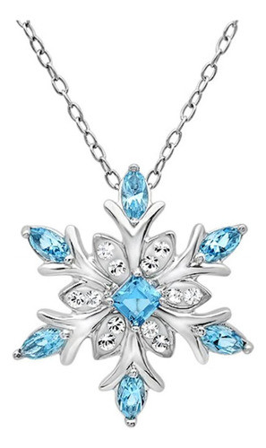 Collar Colgante De Copo De Nieve De Plata Esterlina Azul Y B 0