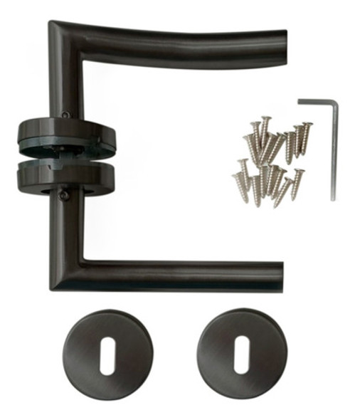 Picaporte Acero Negro Curva Bocallave Puerta Doble Balancin 0