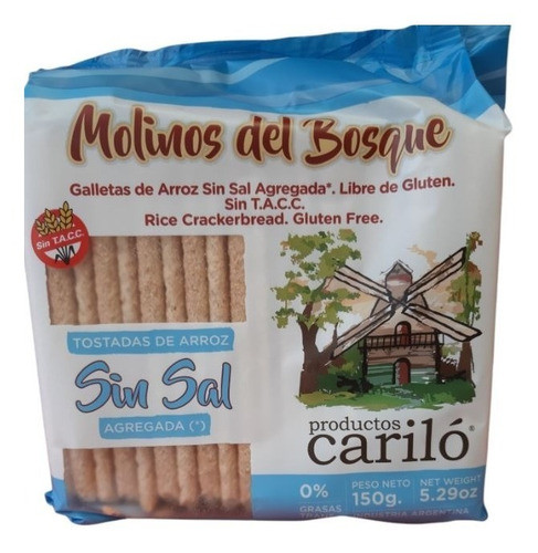Pack X 18 Galletas Arroz Molinos Del Bosque Sin Sal 0
