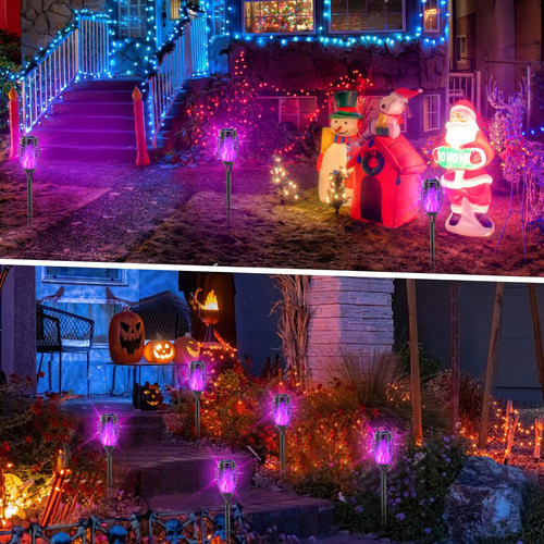 Luces Solares Exterior Decoración Halloween X12 Tono Violeta 1