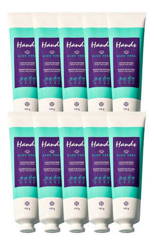 Luva De Silicone Aleo Vera Creme Para Mãos X10 0