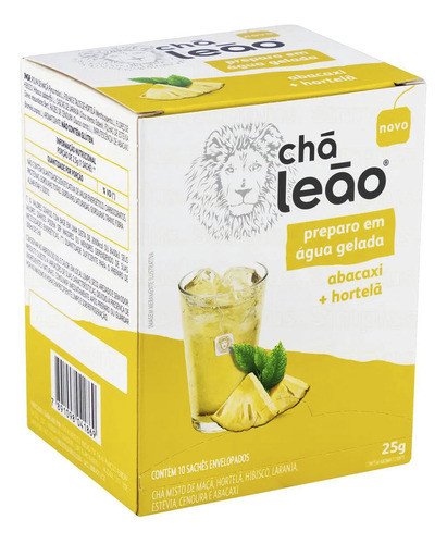 4 Caixas Chá Gelado Leão Abacaxi C/ Hortelã 10 Un 25g 0